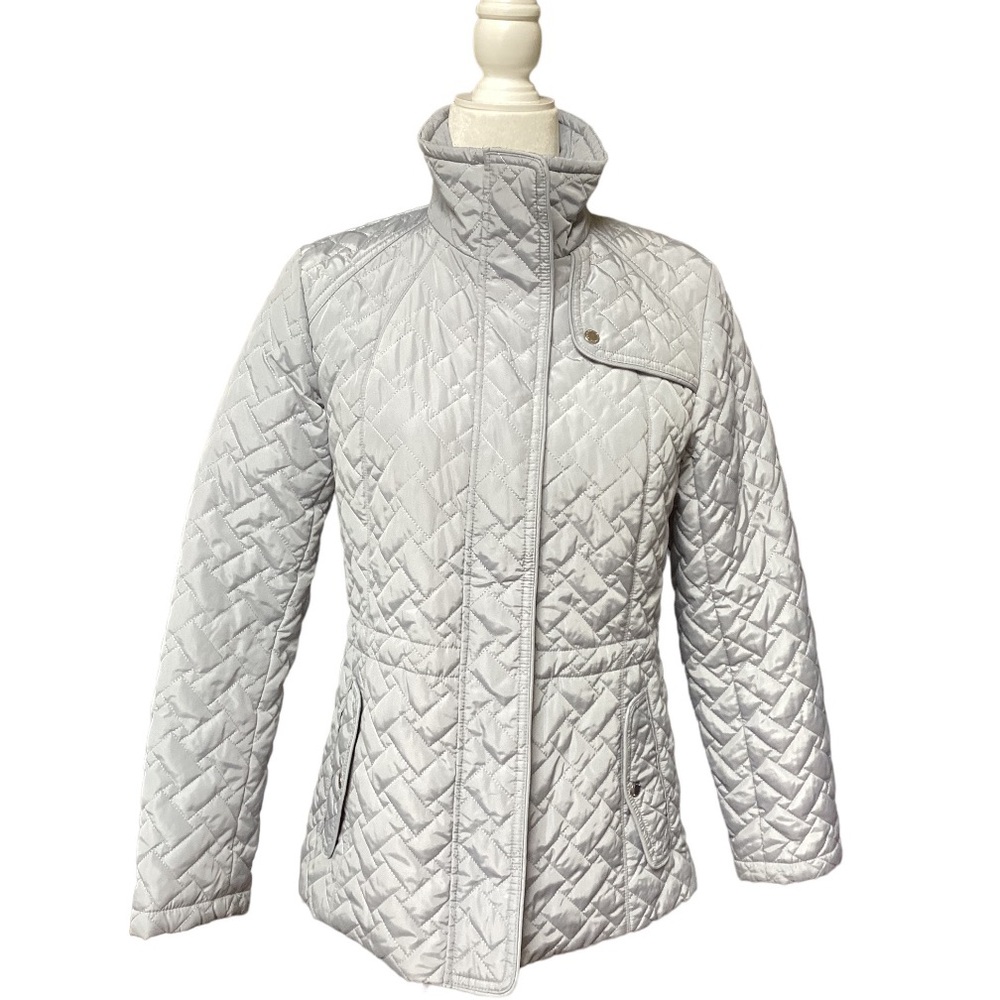COLE HAAN Signature Quilted Sky Blue Women's Jacket Small Petite. Like new!